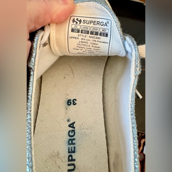 SUPERGA blue metallic sneakers Size 8 - Picture 7 of 7